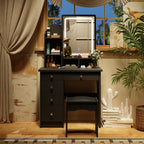 Ensemble de coiffeuse avec miroir et lampe, coiffeuse de maquillage avec tabouret