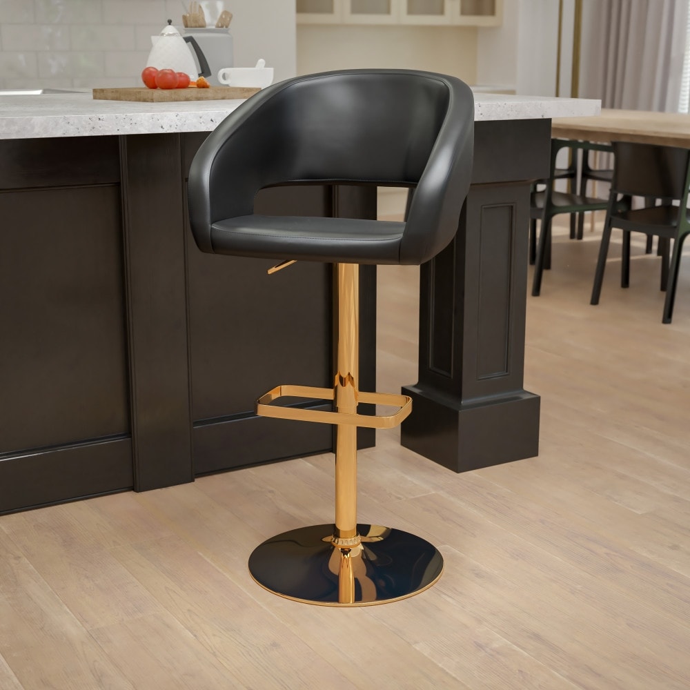 Tabouret de bar moderne rembourré à hauteur réglable avec dossier arrondi
