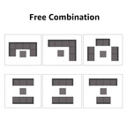 Ensemble de canapés d'extérieur sectionnels rembourrés en osier et acier, 7 pièces