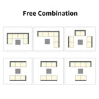 Ensemble de canapés d'extérieur sectionnels rembourrés en osier et acier, 7 pièces