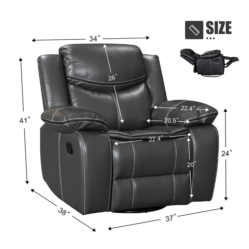 Fauteuil inclinable chauffant et massant en cuir durable à siège large