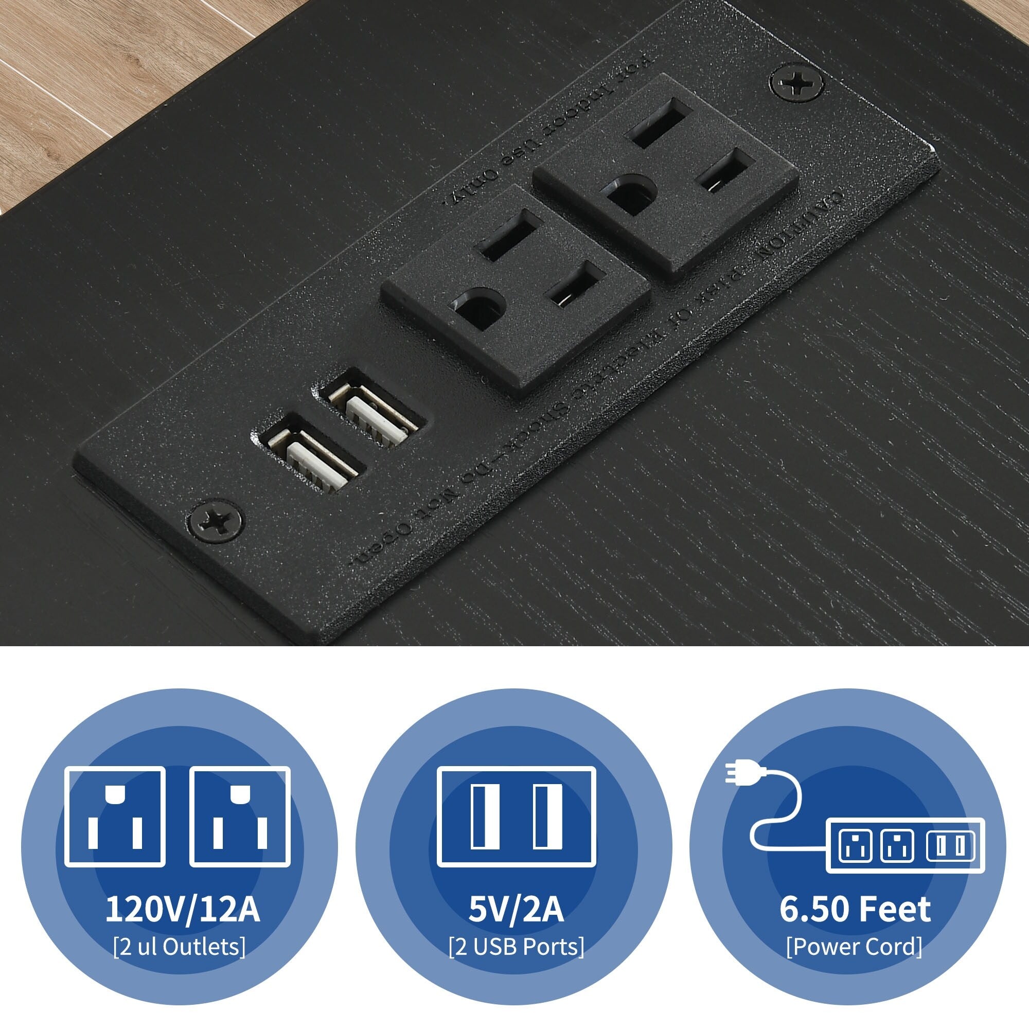 Classeur latéral mobile en bois avec station de charge verrouillable, compatible avec les dossiers de format A4, Lettre et Légal