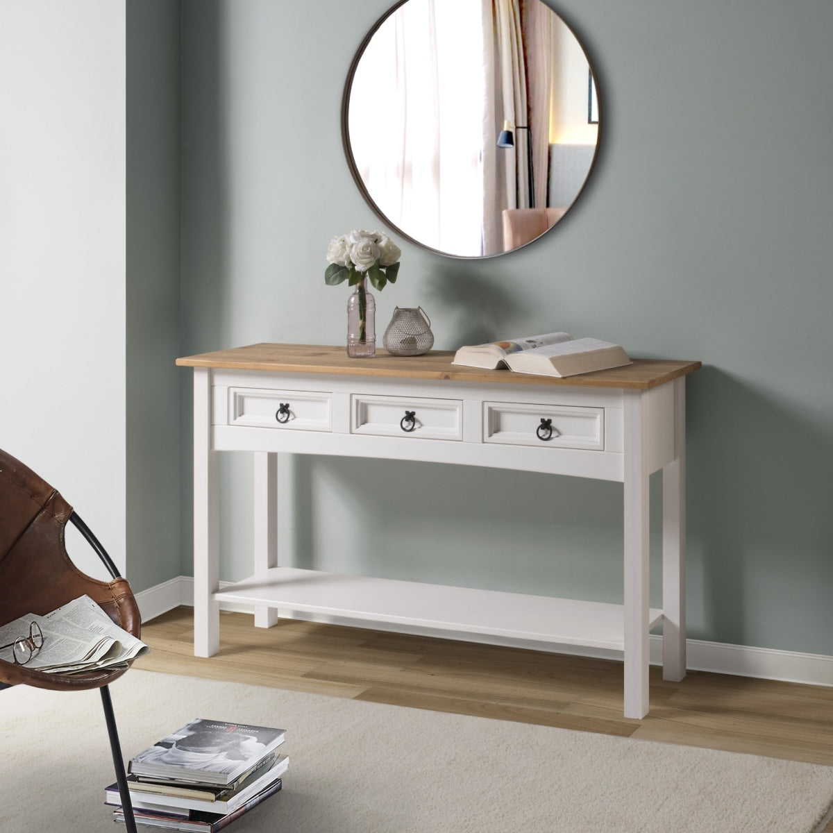 Console d'entrée en bois à 3 tiroirs Corona | Furniture Dash - N/A