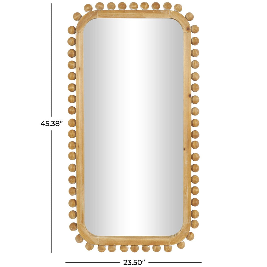 Miroir mural en bois avec cadre perlé - Marron - Roche River Decor