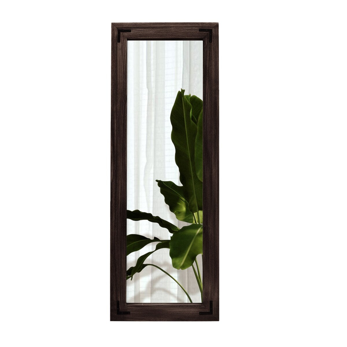 Miroir de sol pleine longueur avec cadre en bois rustique de style ferme - 65 x 24