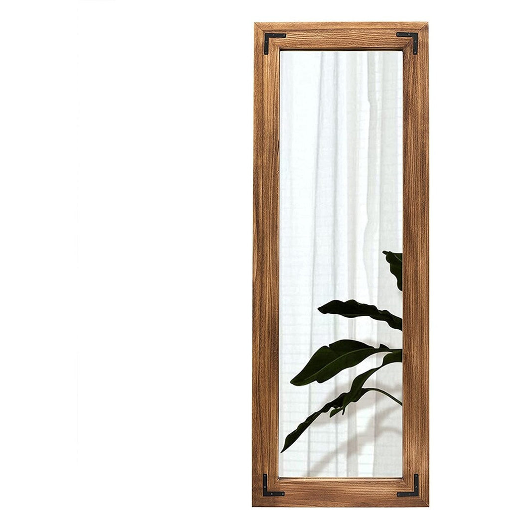 Miroir de sol pleine longueur avec cadre en bois rustique de style ferme - 65 x 24