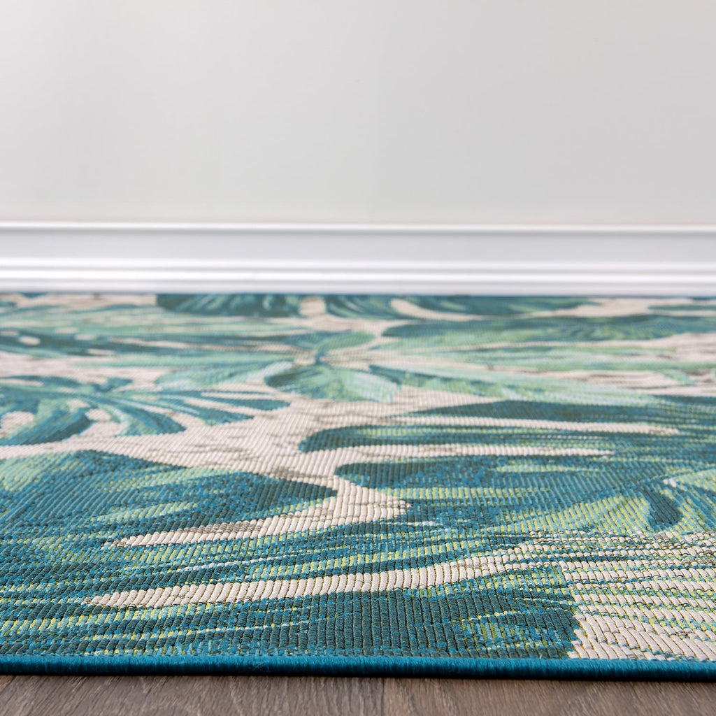 Tapis d'intérieur/extérieur contemporain à motif floral tropical de la World Rug Gallery