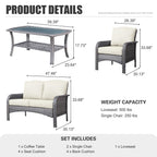 Ensemble de conversation de 4 pièces pour patio extérieur XIZZI avec table