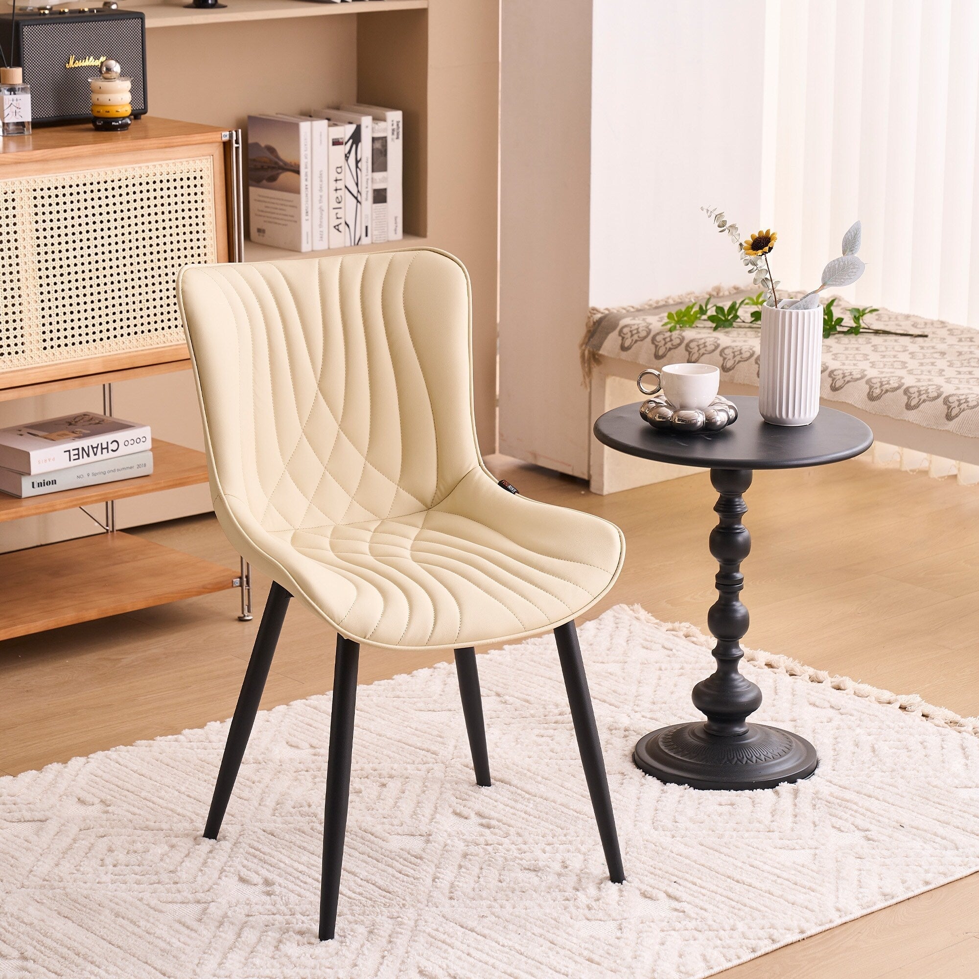 Lot de 2 chaises de salle à manger modernes en cuir rembourré sans accoudoirs