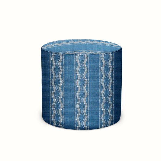 Pouf intérieur/extérieur en lapis-lazuli de Peter Dunham Textiles