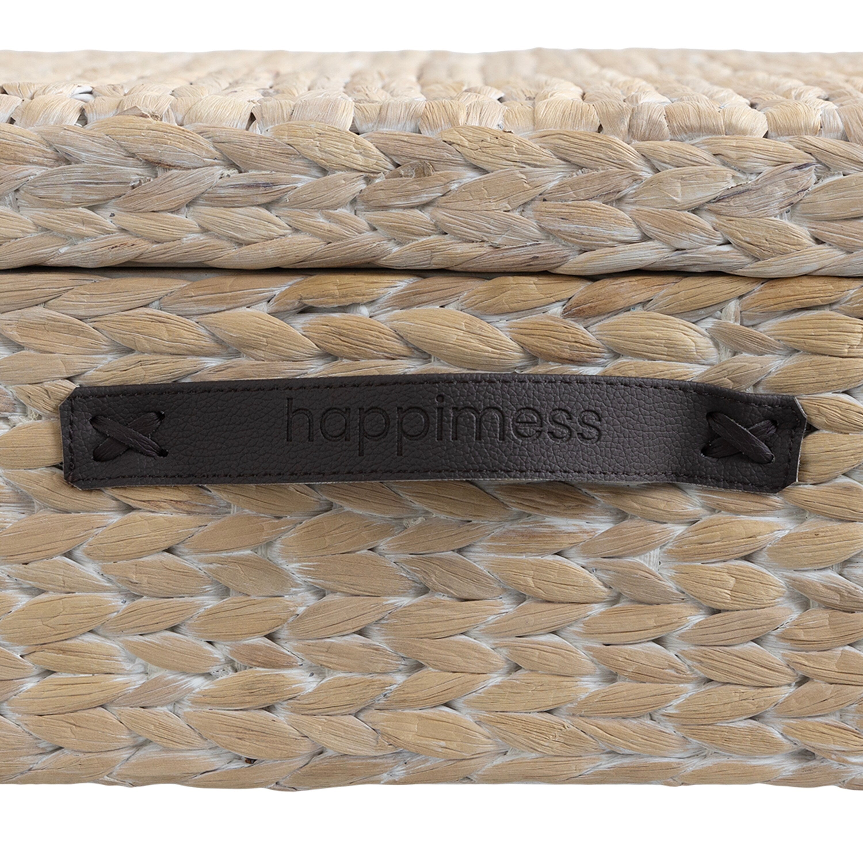 Happimess Bac de rangement sous le lit en jacinthe/bois avec roulettes et poignées