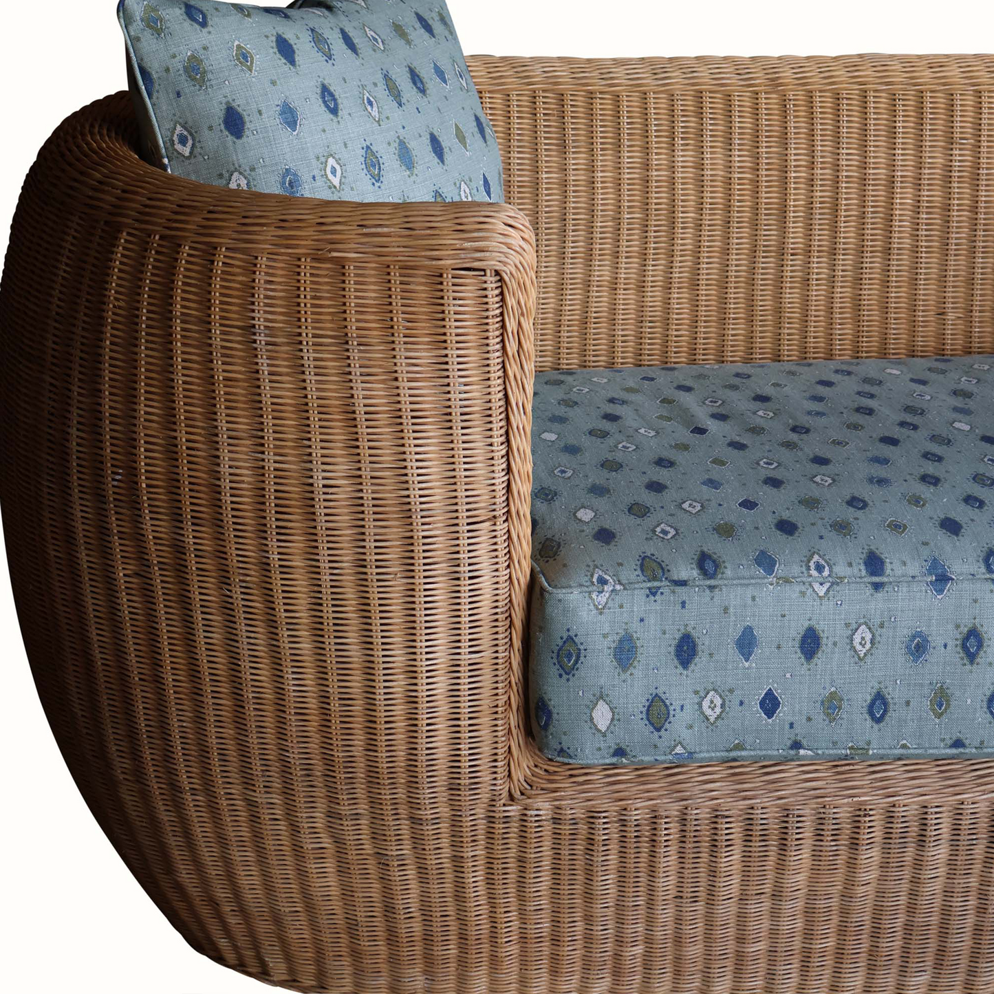 Canapé-lit en osier français des années 1960 par Peter Dunham Textiles Oona